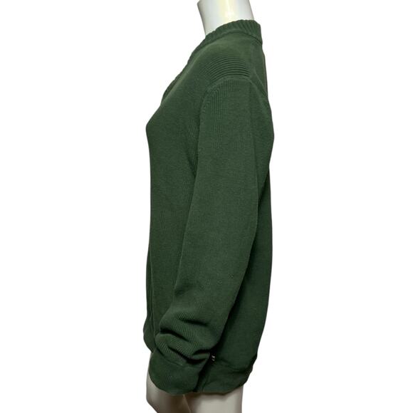 Eddie Bauer Premium Cotton Tall L Henley Sweater Forest Green Ribbed Outdoor USA - Picture 2 of 5
